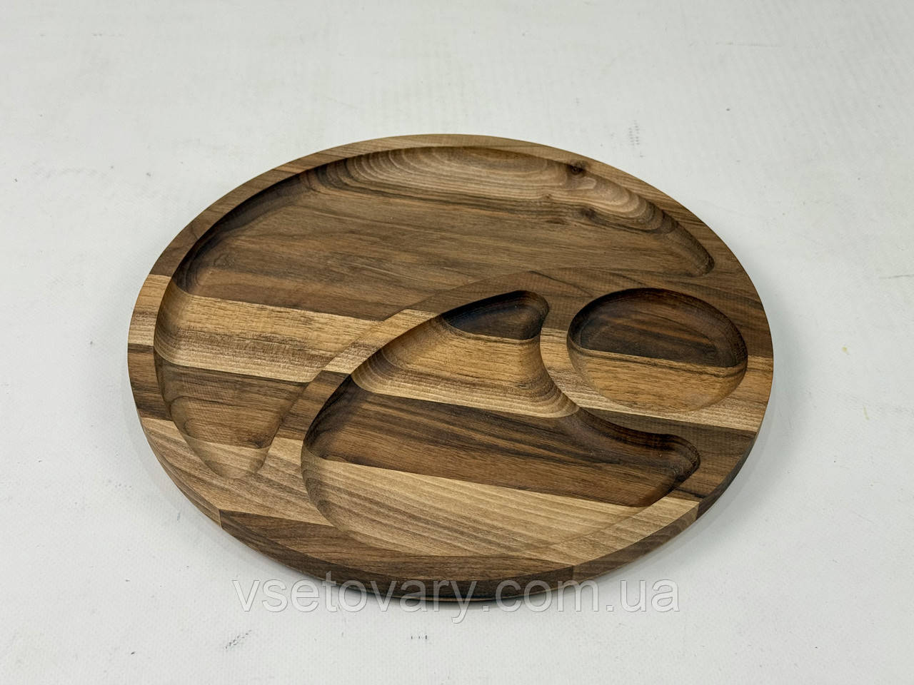 Менажница дерев'яна на 3 секції кругла, 30 см, фото 1