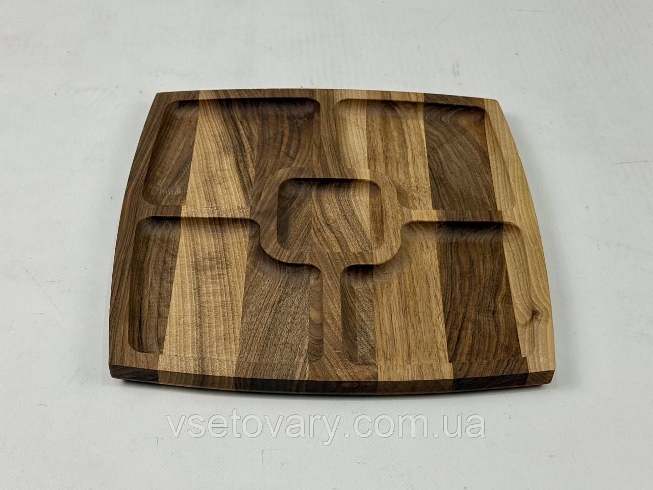 Менажница дерев'яна на 5 секцій квадратна, 29х29 см, фото 1