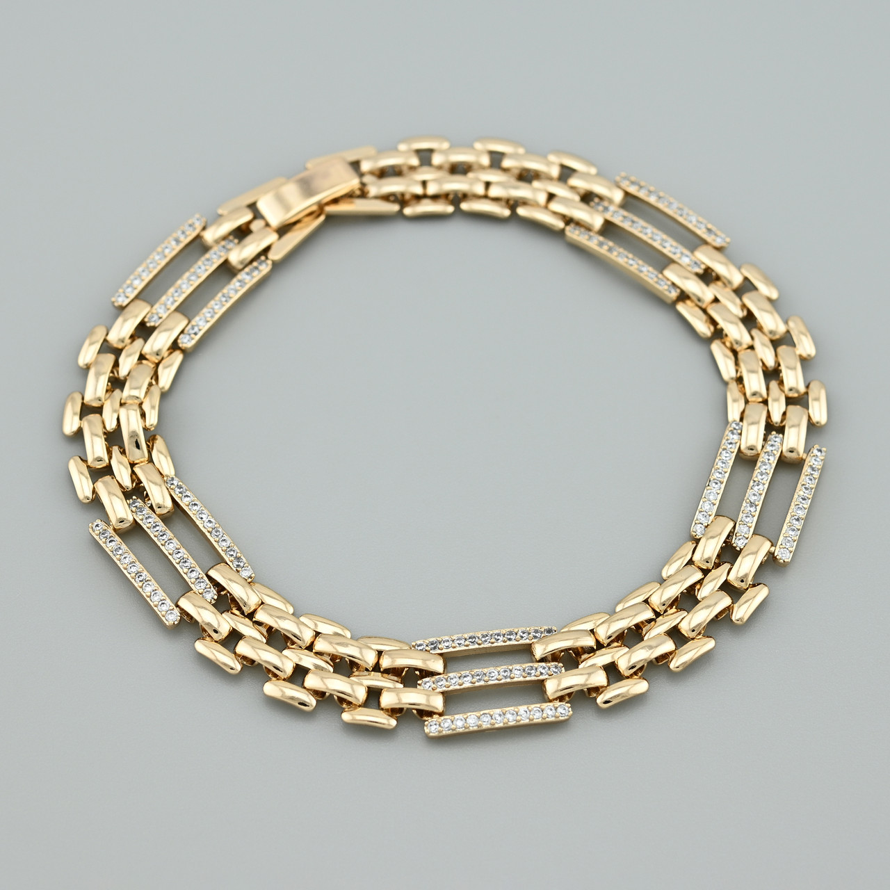 Браслет Золота симфонія 55277 ширина 9 мм білі фіанти позолота 18К довжина 20, фото 1