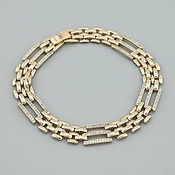 Браслет Золота симфонія 55277 ширина 9 мм білі фіанти позолота 18К довжина 20