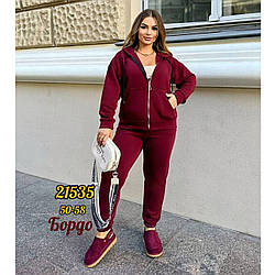 Жіночий трикотажний костюм із флісом Батал Розміри: 50,52,54,56,58 (31138-1)