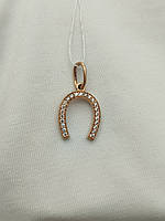 Золотий кулон підкова з цирконієм