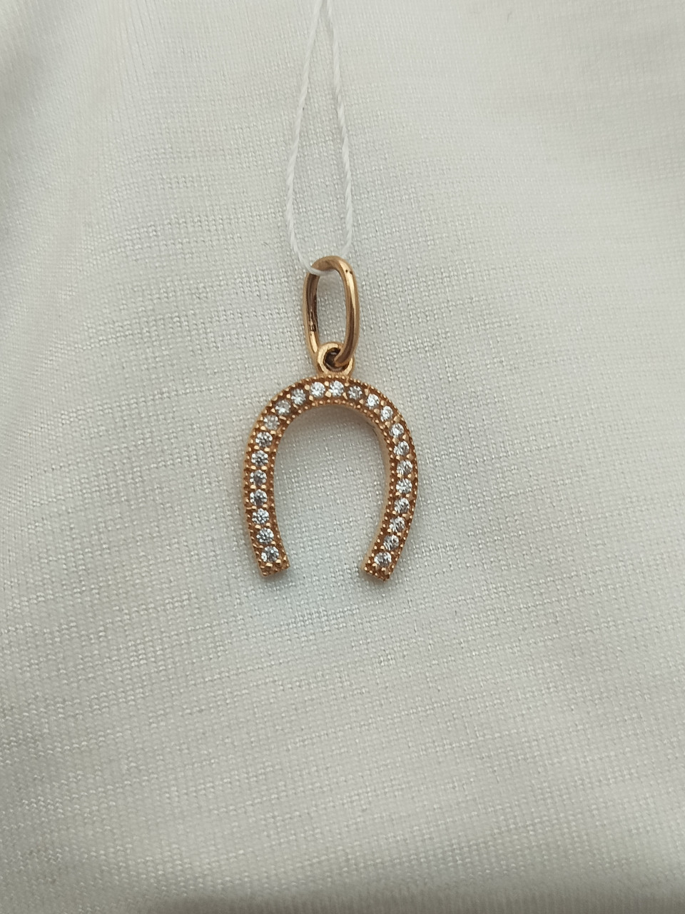 Золотий кулон підкова з цирконієм
