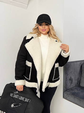 Дублянка-косуха жіноча замш на хутрі 054, від 48 по 58р., фото 1