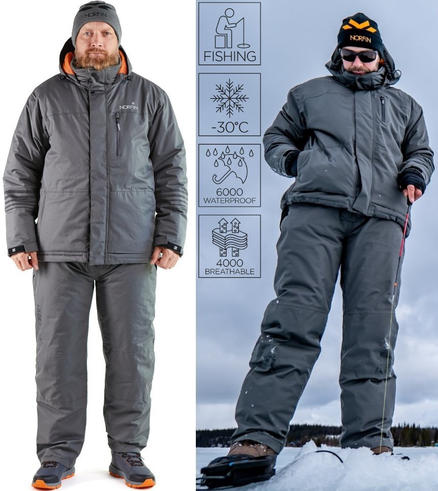 Зимовий риболовний костюм Norfin Fjord | Комплект з верхньої куртки, напівкомбінезону і флісової кофти, S (44-46)