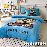 Велюрова постільна білизна полуторний комплект із ведмедиками, фото 5