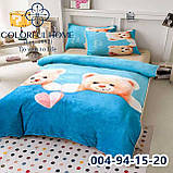 Велюрова постільна білизна полуторний комплект із ведмедиками, фото 7