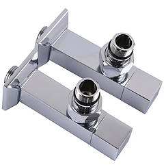 Комплект кранів кутовий з американкою Solomon LU× 1/2″ CUBE CHROM 8888 (2шт.) | 000021913