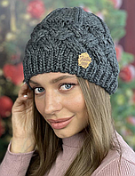 Шапка жіноча тепла на флісі темно-сірий Дюран