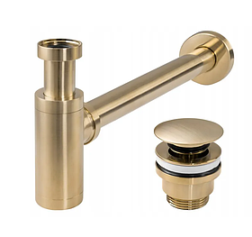 Сифон для раковини REA BRUSHED GOLD універсальний + CLICK-CLACK