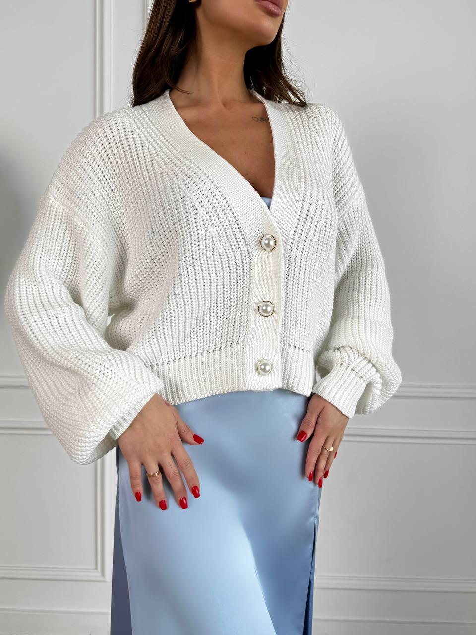 Крута жіноча укорочена кофта на ґудзиках із бавовни