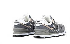 Чоловічі зимові кросівки New Balance 574 Low Grey White Winter сірі кросівки з хутром Нью Беланс замша зима, фото 2