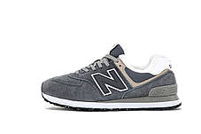 Чоловічі зимові кросівки New Balance 574 Low Grey White Winter сірі кросівки з хутром Нью Беланс замша зима, фото 3