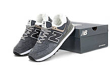 Чоловічі зимові кросівки New Balance 574 Low Grey White Winter сірі кросівки з хутром Нью Беланс замша зима, фото 5