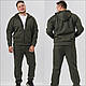 Чоловічий спортивний костюм тринитка на флісі зимовий на блискавці кофта та штани хакі - фото 1 - id-p2800168325