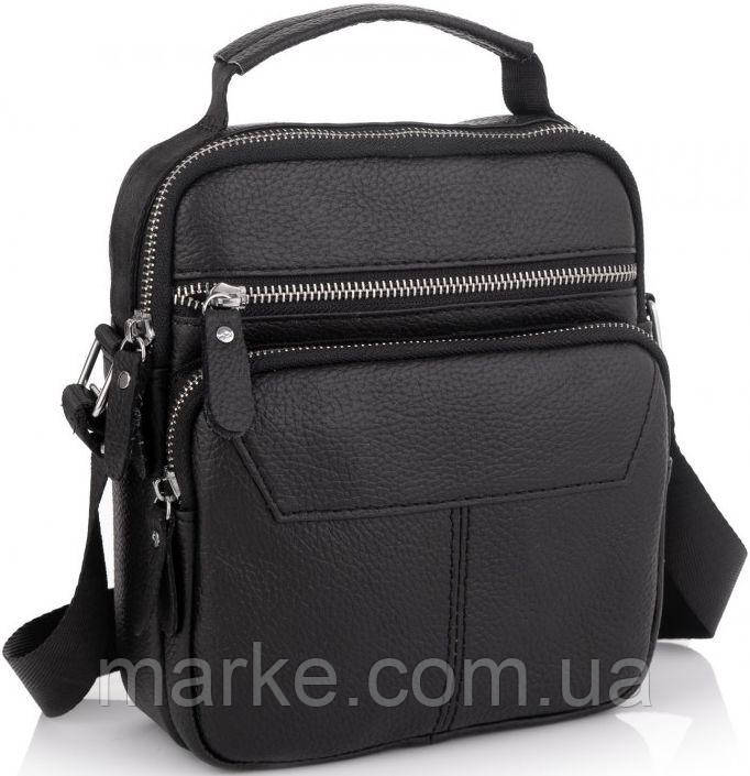 Сумка чоловіча шкіряна Tiding Bag через плече чорна, фото 1