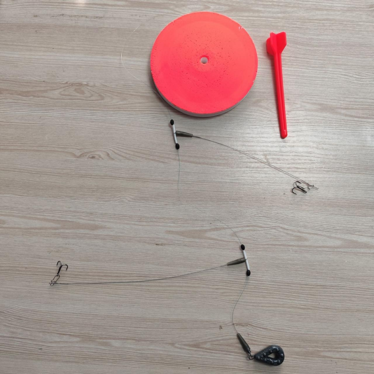 Кружок донний 50 г вантаж 2 трійники d.150 обладнаний. Стубла. кружок на щуку в зборі., фото 1