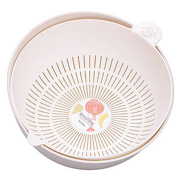 Миска-друшляк 2 в 1 для миття овочів, фруктів та зелені 29.5×21×11 (см) друшляк пластиковий 4 (л) Сірий HP-45-7BE