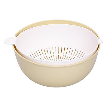 Миска-друшляк 2 в 1 для миття овочів, фруктів та зелені 29.5×21×11 (см) друшляк пластиковий 4 (л) HP-45-7GR