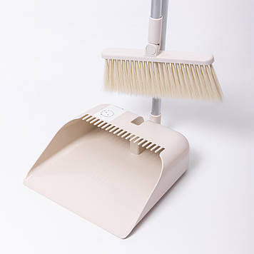 Набір віник і совок на довгій ручці для підлоги 25×24×100 см щітка віник для прибирання Бежевий HP-45-15BE