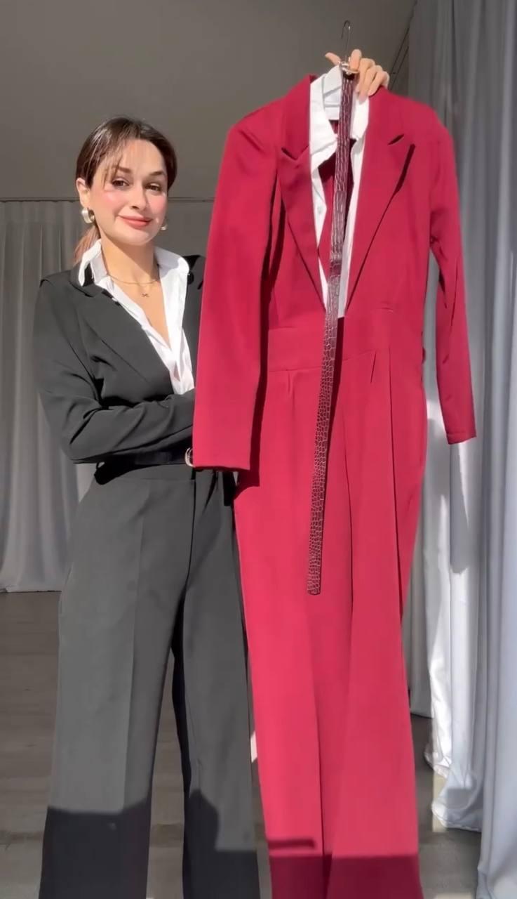 Комбінезон із сорочкою-обманкою Модель: 1554-1317 Колір: чорний, марсал, фото 1