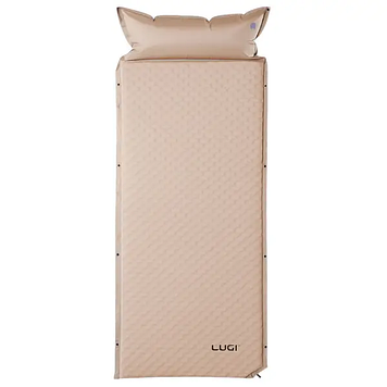 Самонадувний матрац похідний у намет 190×65×3 см туристичний із підголівником LU-026 Бежевий