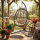 Підвісна садова гойдалка крісло SAN VITO підвісне садове кокон гніздо для саду з м'якою бежевою подушкою Чорний, фото 2