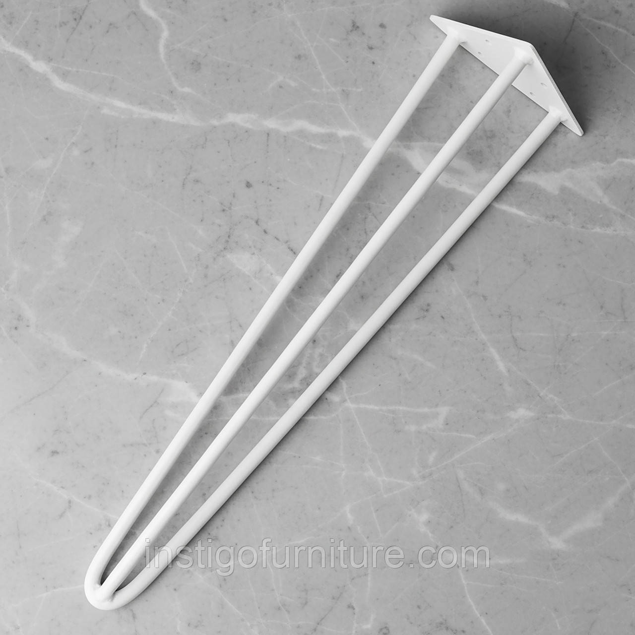 Ніжка шпилька для журнального столу з металу 450 мм 1 шт Білий потрійна, фото 1
