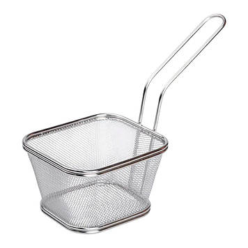 Кошик сервірувальний для подачі фрі та снеків 13х11х7см фритюрниця нержавіюча сталь HP-19-3-L