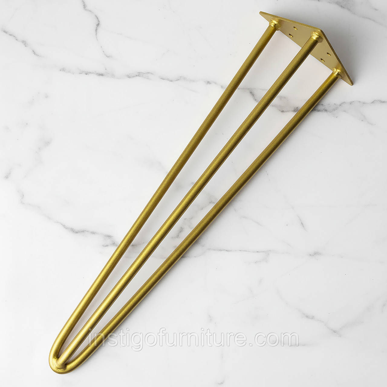 Ніжка шпилька для журнального столу з металу 450 мм 1 шт Золото потрійна, фото 1