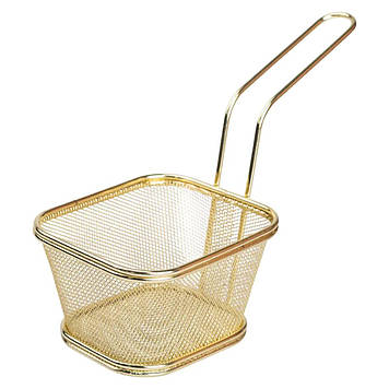 Кошик сервірувальний для картоплі фрі та снеків 13×11×7 см Золота HP-19-4-L-G