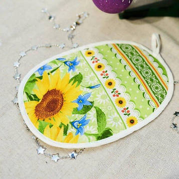 Прихватка для кухні одинарна - 100% бавовна рогожка, розмір 25*17 малюнок -Соняхи. ПП"Світлана-К" Код/Артикул 100793