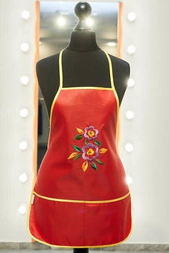 Фартух з нарукавниками дитячий - для праці, малювання, кухні, з вишивкою - Квітка орнамент, колір - червоний Код/Артикул 100934