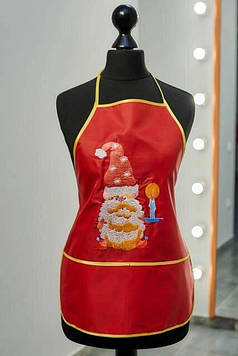 Фартух з нарукавниками дитячий - для праці, малювання, кухні, з вишивкою - гномик 6, колір - червоний Код/Артикул 100449