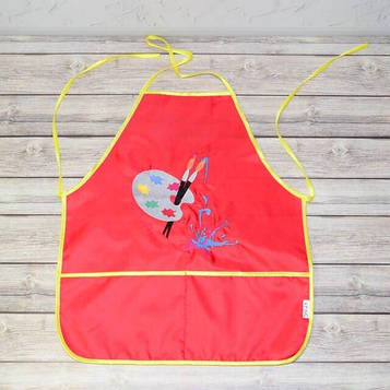 Фартух з нарукавниками дитячий - для праці, малювання, кухні, з вишивкою - палітра і фарби, колір - червоний Код/Артикул 100600