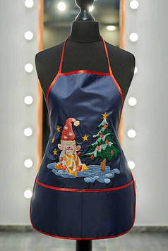 Фартух з нарукавниками дитячий - для праці, малювання, кухні, з вишивкою - гномик 3, колір - темно - синій Код/Артикул 100452