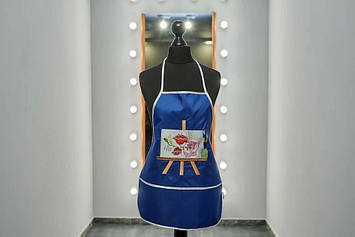 Фартух з нарукавниками дитячий - для праці, малювання, кухні, з вишивкою - малюнок 1, колір - синій Код/Артикул 100442