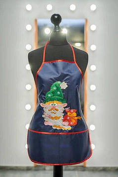 Фартух з нарукавниками дитячий - для праці, малювання, кухні, з вишивкою - гномик, колір - темно - синій Код/Артикул 100455