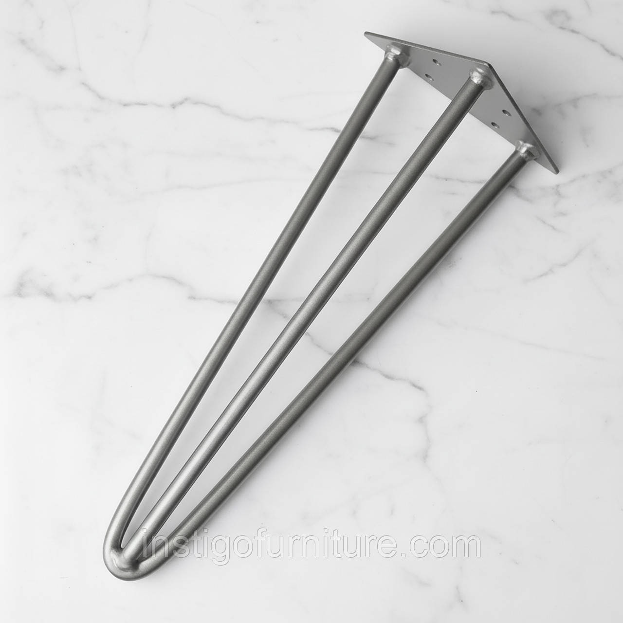 Ніжка шпилька для журнального столу з металу 350 мм 1 шт Сатин потрійна, фото 1