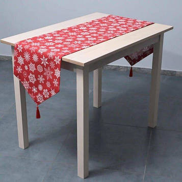 Доріжка (раннер) для обіднього або кухонного столу/тефлонова тканина/водовідштовхувальне просочення/сніжинки на Код/Артикул 101270