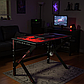 Ігровий комп’ютерний стіл прямокутний для геймерів зі сталі для ноутбука та ПК з RGB LED-підсвічуванням тримачем для навушників, фото 2