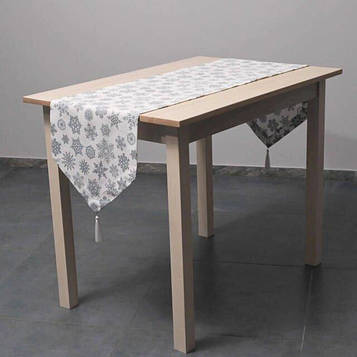 Доріжка (раннер) для обіднього або кухонного столу/Тефлонова тканина/водовідштовхувальне просочення/сніжинки на Код/Артикул 103705