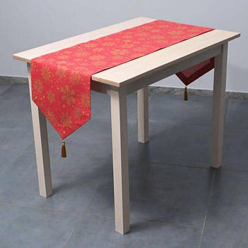 Доріжка (раннер) для обіднього або кухонного столу/Тефлонова тканина/водовідштовхувальне просочення/сніжинки на Код/Артикул 103706