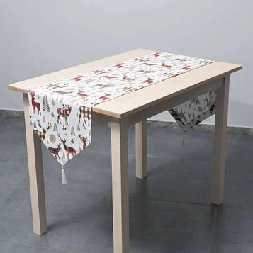 Доріжка (раннер) для обіднього або кухонного столу/тефлонова тканина/водовідштовхувальне просочення/Олені на Код/Артикул 100763