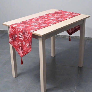 Доріжка (раннер) для обіднього або кухонного столу/тефлонова тканина/водовідштовхувальне просочення/сніжинки на Код/Артикул 100755