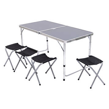 Розкладний стіл + 4 стільці кемпінговий набір для пікніка, риболовлі, відпочинку, туризму Чорний JY-12060B