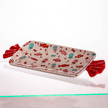 Блюдо сервірувальне Merry Christmas 35×12.5 (см) прямокутне з ручками з порцеляни CR-1-29
