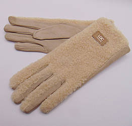 Рукавички баранчик сенсор із замшевою долонею р.7,5 бежеві Anjela R511