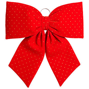 Оксамитовий бант для декору зі стразами на ялинку 55×70 (см) Червоний CR-2-5