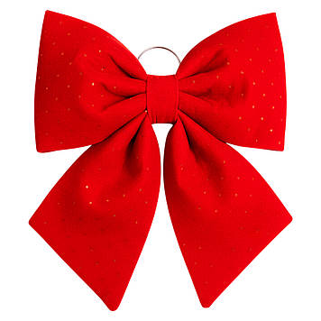 Оксамитовий бант для декору зі стразами на ялинку 35×45 (см) Червоний CR-2-7